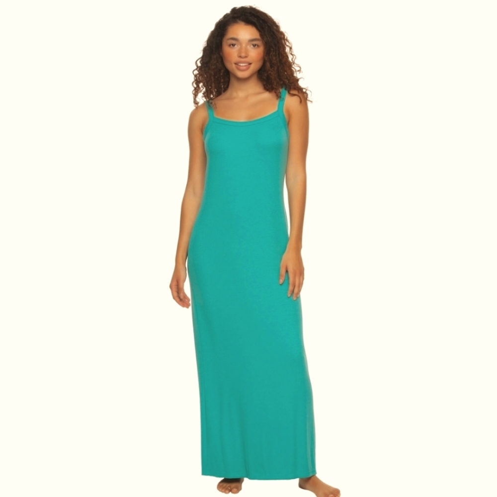 Vibrant Teal Sleeveless Maxi Dress